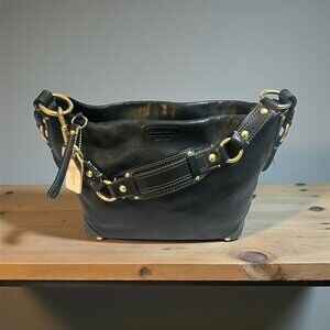 Coach Carly Hobo 10615 Medium Black Nappa Leather Brass Slouchy Shoulder Bag